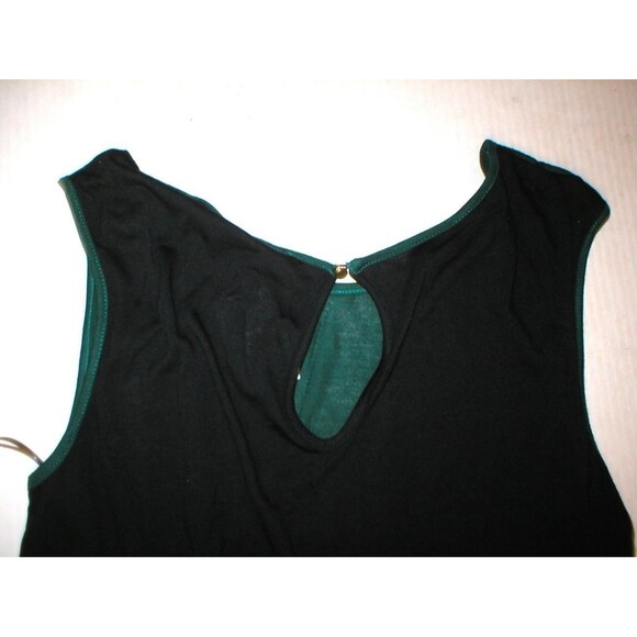 New Womens NWT MNG Mango Dark Green Black Dress Large L Back Color Block Belted - Picture 3 of 3